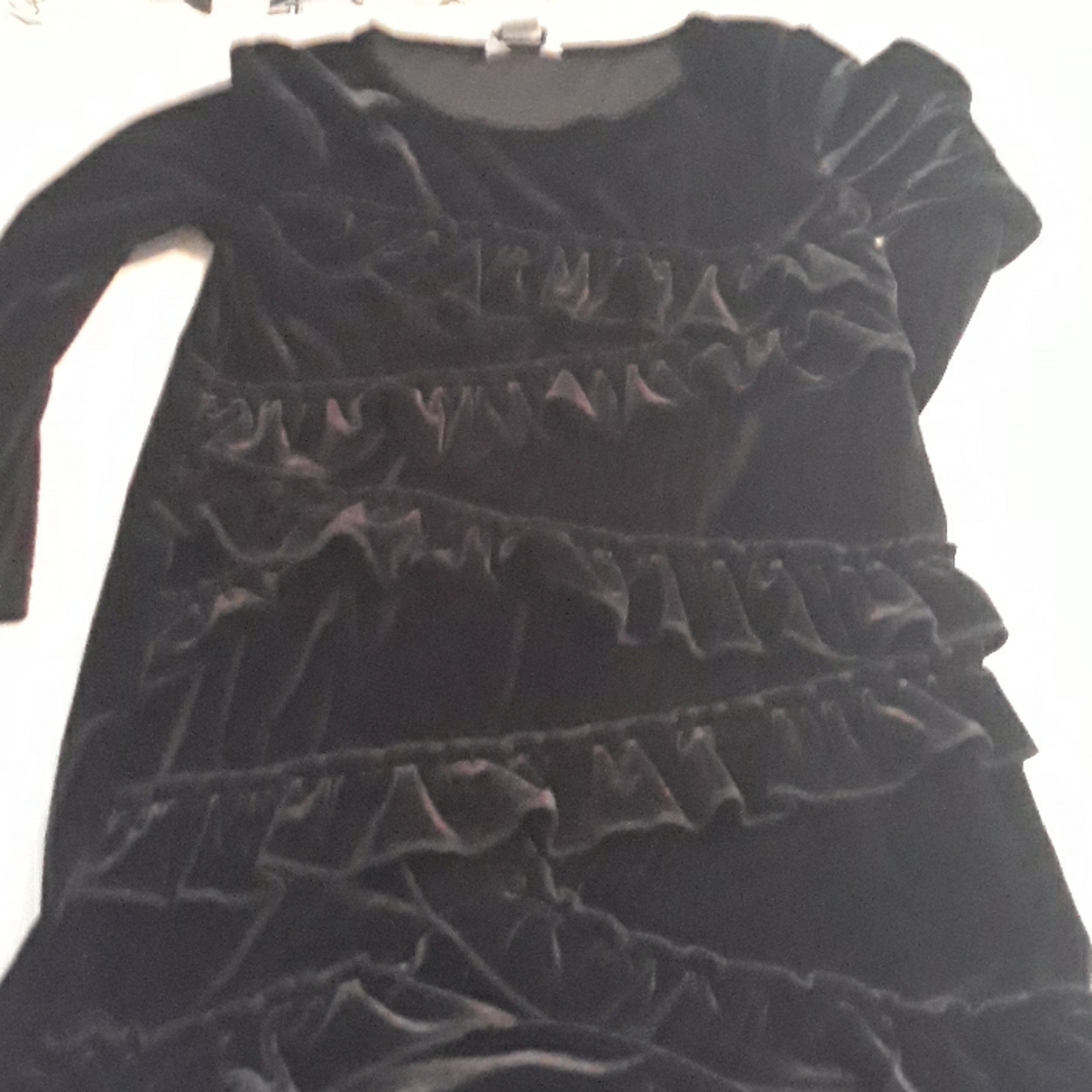 Hartstring Girls Black Velvet Ruffle Dress